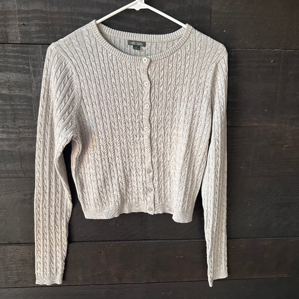 Wild Fable Gray Crewneck Baby Cable Cardigan Size Medium